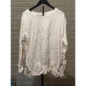 Chico's Zenergy Cream Button Accent Long Sleeve‎ Top Size 2 (US 12/14)
